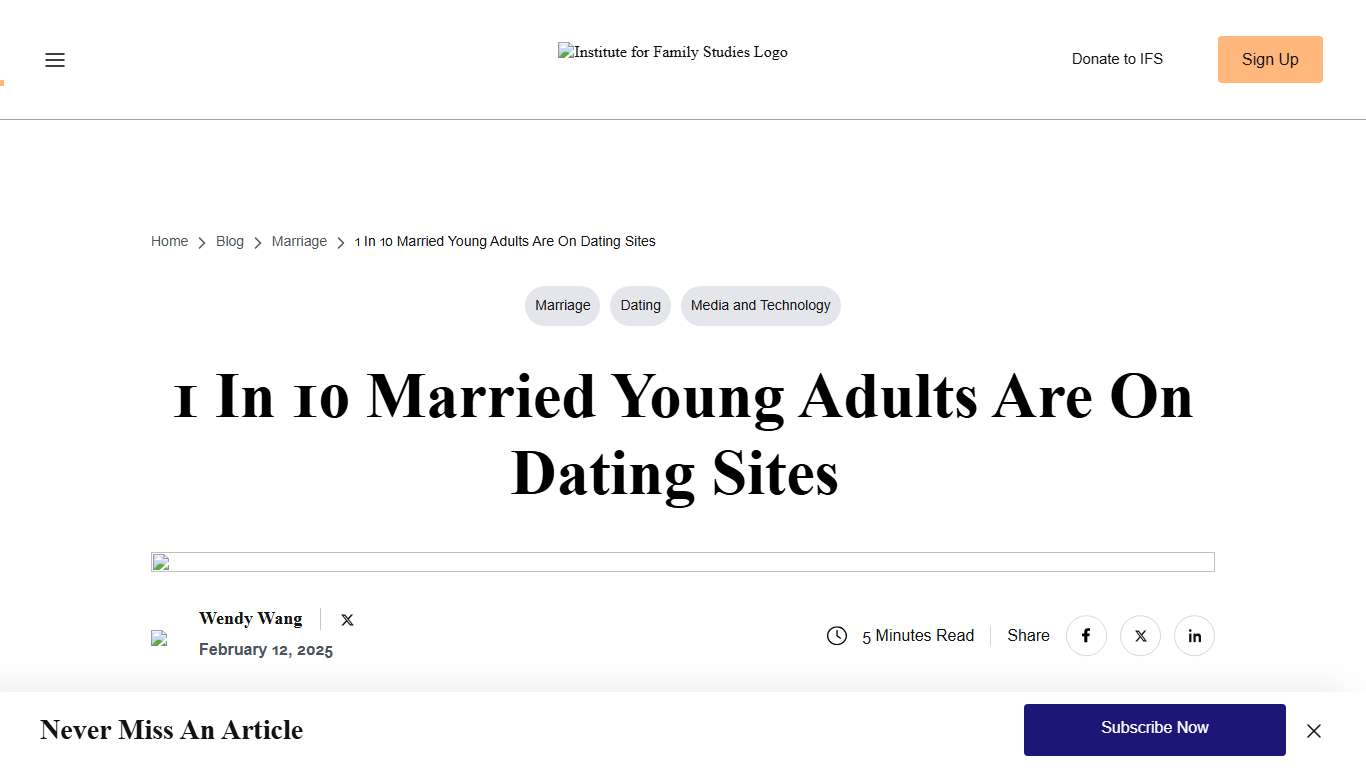 1 in 10 Married Young Adults Are on Dating Sites  Institute for Family Studies